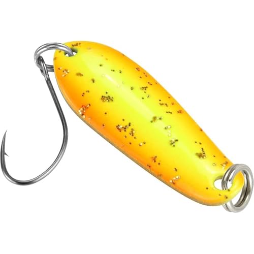 FTM Spoon Boogie Forellenblinker 1,6g - Blinker zum leichten Spinnfischen auf Forelle, Forellenköder für Forellenteich & See, Farbe:orange/gelb Glitter von Fishing Tackle Max