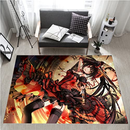 Dating-Kampfteppich, Tokisaki Kurumi Anime Teppich, Wohnzimmer Nachttisch Matte 100x160cm von FTMGGDG