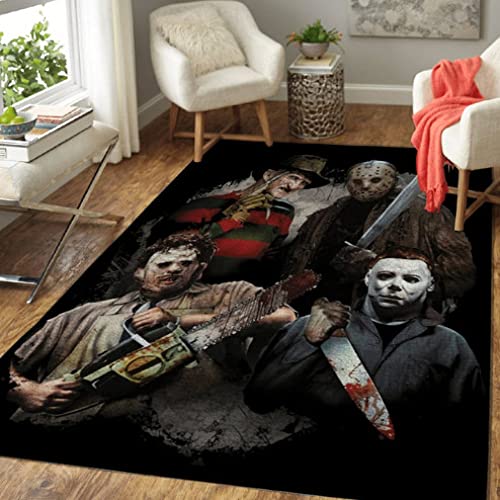 FTMGGDG Horrorfiguren Teppich, Halloween-Schrei-Bodenmatte, Filmliebhaber-Teppiche, Alternativer Dekor-Teppich 100x160cm von FTMGGDG