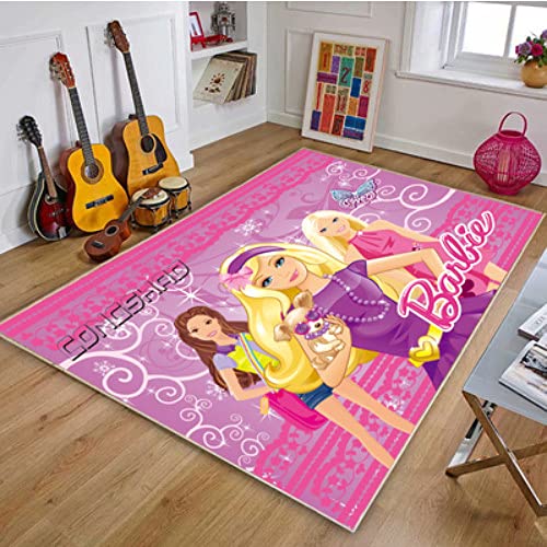 Märchenprinzessin Teppich, Cartoon-Rosa-Teppiche, Mädchen Schlafzimmer Bodenmatte 160x230cm von FTMGGDG