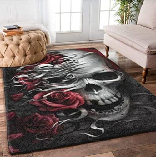 Totenkopf-Teppich, Horror-Aufdruck-Teppiche, personalisierter weicher Teppich, Spaß-Spiel-Fußmatten für Zuhause 80x150cm von FTMGGDG