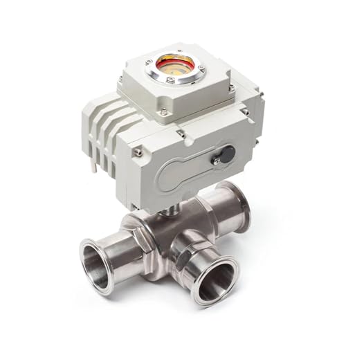FTMRBOQI 32mm 3-Wege-Motorkugelhahn Edelstahl Q911F-16P Tri-Clamp Ferrule Typ Elektrischer Kugelhahn(L Type_110VAC) von FTMRBOQI