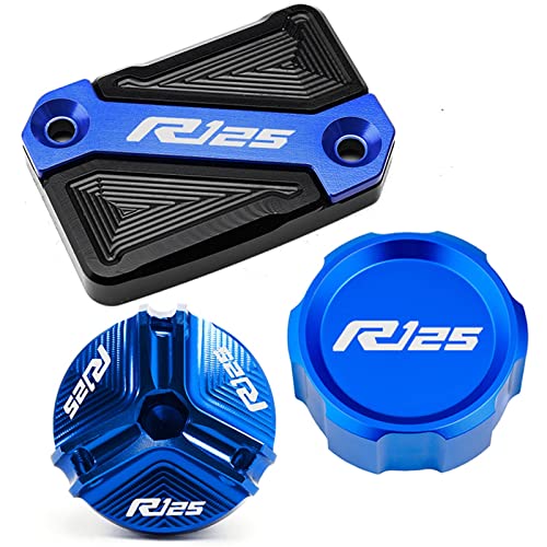 Für Yamaha R125 YZF R125 2010-2023 Zubehör Motorrad Aluminium Vorne Hinten Bremsflüssigkeitsbehälter Abdeckung Motoröleinfülldeckel (Farbe : 3 Caps Combo Blue) von FTNBAE