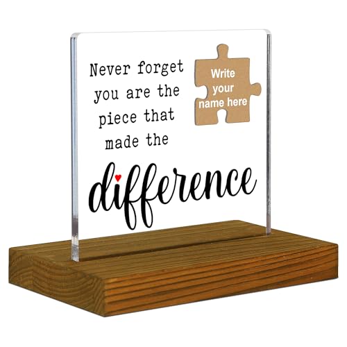 FSG504 Schreibtischschild aus Acryl mit Puzzleteil, "Never Forget You Are The Piece That Made the Difference", personalisiertes Dankeschön-Geschenk für Lehrer, Krankenschwester, Freiwillige, Kollegen FSG504 Schreibtischschild aus Acryl mit Puzzleteil, "Never Forget You Are The Piece That Made the Difference", personalisiertes Dankeschön-Geschenk für Lehrer, Krankenschwester, Freiwillige, Kollegen von FTONENI