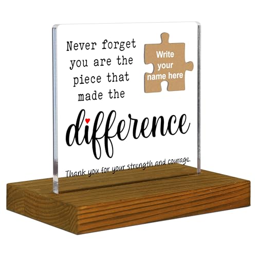 FSG506 Schreibtischschild aus Acryl mit Puzzleteil, "Never Forget You Are The Piece That Made the Difference", Dankeschön-Geschenk für Krankenschwester, Arzt, Betreuer, Freiwillige FSG506 Schreibtischschild aus Acryl mit Puzzleteil, "Never Forget You Are The Piece That Made the Difference", Dankeschön-Geschenk für Krankenschwester, Arzt, Betreuer, Freiwillige von FTONENI