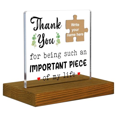 FSG509 "Thank You"-Schreibtischschild aus Acryl mit individuellem Puzzleteil, Wertschätzungsgeschenk für Freunde, Familie, Kollegen, personalisierbares dekoratives Schild für den Schreibtisch oder FSG509 "Thank You"-Schreibtischschild aus Acryl mit individuellem Puzzleteil, Wertschätzungsgeschenk für Freunde, Familie, Kollegen, personalisierbares dekoratives Schild für den Schreibtisch oder von FTONENI