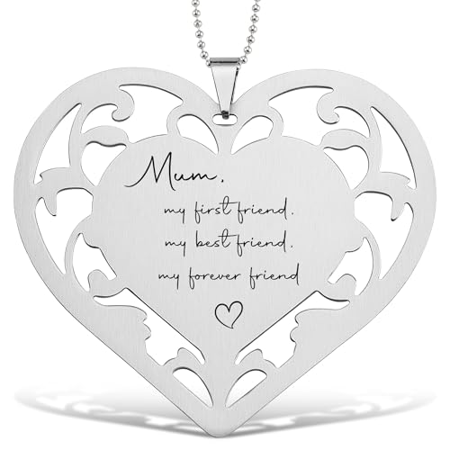 Mutter Herz Ornament Edelstahl Gravur Hängende Dekoration Geschenk für Mutter Geburtstag Muttertag Mein erster bester Freund Sentimentales Andenken für Autospiegel Baum Wohnkultur - FGC420 Mutter Herz Ornament Edelstahl Gravur Hängende Dekoration Geschenk für Mutter Geburtstag Muttertag Mein erster bester Freund Sentimentales Andenken für Autospiegel Baum Wohnkultur - FGC420 von FTONENI