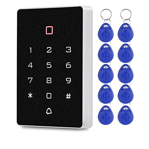 FTSTech 125KHz ID Standalone-Tastatur mit Wiegand-Schnittstelle RFID-Lesegerät für das Zugangssicherheits-Apartment-Sicherheitssystem mit 10-teiligen blauen Schlüsselanhängern von FTes RFKits