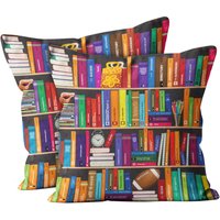 2Er Set, Bücher Regal Muster Druck, Kissenbezug, Doppelseitig Bedruckt 18"x18" Dekorative Hülle. Druck von FTScustomSHOP