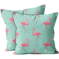 2Er Set, Sommer Rosa Flamingo Muster, Kissenbezug, Doppelseitig Bedruckt 18"x18" Dekorative Hülle.druck von FTScustomSHOP