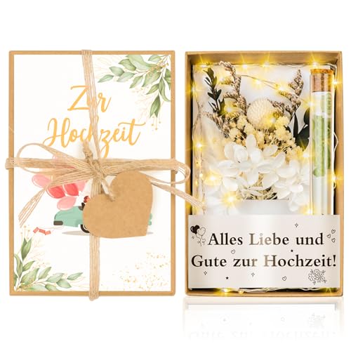 FTUREERA Geldgeschenk Hochzeit, Hochzeitsgeschenke für Brautpaar Geldgeschenke Hochzeit Verpackungen, Hochzeitsgeschenk Geld Geschenkbox mit Hochzeitskarte, Trockenblumen, Licht und Reagenzglas FTUREERA Geldgeschenk Hochzeit, Hochzeitsgeschenke für Brautpaar Geldgeschenke Hochzeit Verpackungen, Hochzeitsgeschenk Geld Geschenkbox mit Hochzeitskarte, Trockenblumen, Licht und Reagenzglas von FTUREERA
