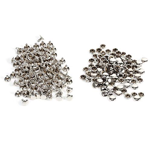 100 Sets Ledernieten Doppelkappe Nieten röhrenförmige Metallnieten für Reparaturen Dekoration (Silber) von FTVOGUE