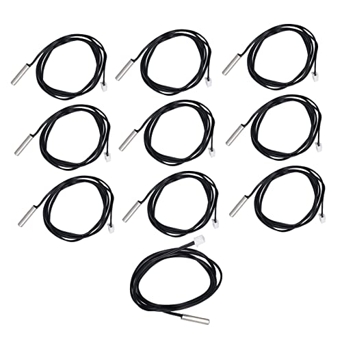 10Pcs NTC Thermistor Temperatursensor 1m Kabellänge 5 * 25mm Zylinderkopf(50K B3950) von FTVOGUE