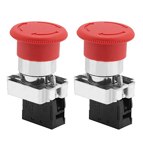 FTVOGUE 2 Stücke Emergency Stop -Taste -Schalter XB5 Notfalltastknopf 22 mm häufig geschlossen 240 V Rot EIN-AUS Metall Drucktaste Schraubklemme Ruhekontakt Panel Montage Drehbar Metall 2 Stück von FTVOGUE