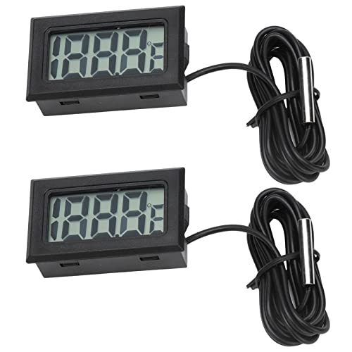FTVOGUE 2Pcs Elektronisches Digitales Thermometer Thermostat Temperaturmesser mit Sonde -50℃~110℃/5%～80%(Schwarz*2) von FTVOGUE