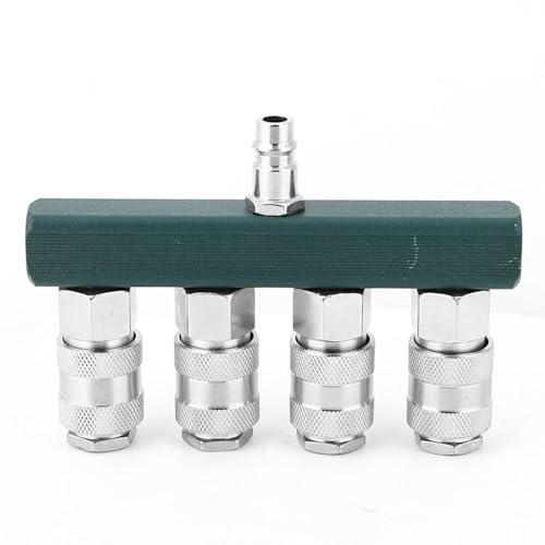 4-Wege Verteiler Anschluss, 1/4" NPT Druckluftverteiler Druckluftschnellkupplungen Luftschlauchkupplung mit pneumatischen Anschlüssen von FTVOGUE