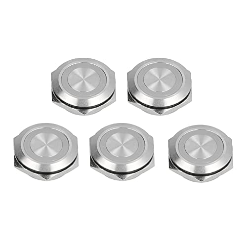 5Stück Momentary Push Button Switch Edelstahl Auto Reset Ultradünn Wasserdicht mit LED 25mm(DC12~24V (weiß)) von FTVOGUE
