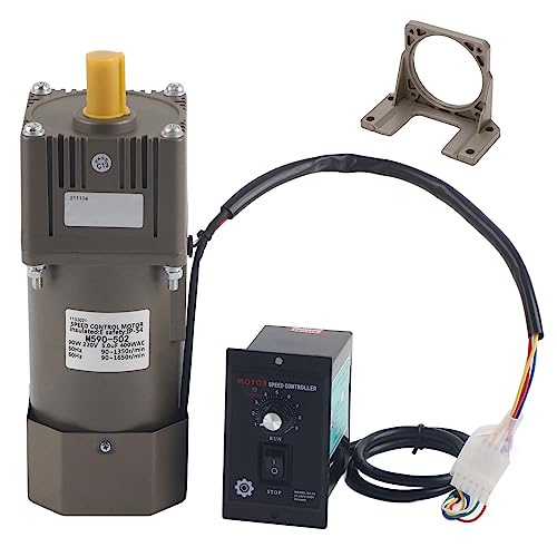 AC 220V 90W Motor mit einstellbarer Drehzahl Stufenlos regelbarer Frequenzumrichtermotor mit Getrieberegler und Halterung (100K) von FTVOGUE