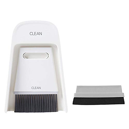 Besen-Kehrschaufel-Set, Kehrschaufeltisch Desktop Mini Besen-Kehrschaufel-Reinigungsbürste Wischreinigungswerkzeuge(Grau-weiß) von FTVOGUE