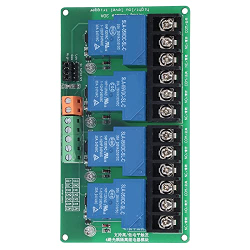 Ein Hohes Modul mit Niedrigem Niveau, 4 Kanal 30A Hochleistungsrelaismodul mit Isolation Optocoubler LED -Indikator für die SPS -Automatisierungsregelung, Festkörperstaat Relais (5V) von FTVOGUE