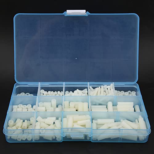 FTVOGUE 310pcs M3 Männlich-Weibliche, Weibliche Nylon-Schraubmutter-Standoff-Sortiment-Kit, Förderer Hardware-Zubehör für Aufbewahrungsbox-Organisation mit Hohem Zähigkeitsmaterial (White-M3 von FTVOGUE