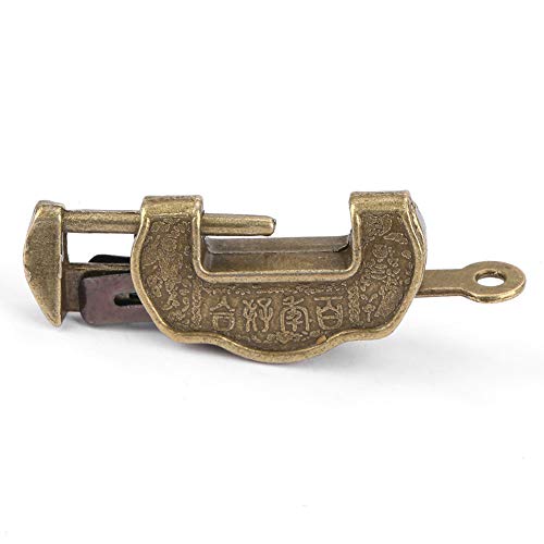 FTVOGUE Antike Retro -Stil China Vintage Purpose - Robustes und Langlebiges Schloss für Schmuckschoßschrank Einzigartiges Design, Charmante Kupferfarbe Geschenkbox und Kunsthandwerk (S für Größe von FTVOGUE