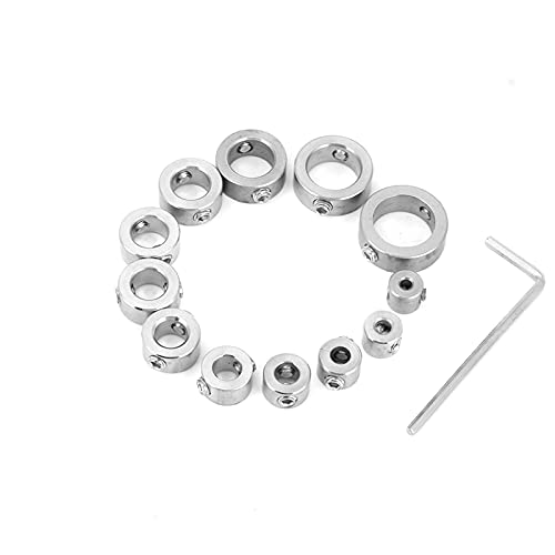 FTVOGUE Bohrer-Tiefenanschlag-Kit, 12-teilig, 3–16 mm, Edelstahl, Bohrbegrenzungsring mit Sechskantschlüssel zum Anziehen der Anschlagsschrauben von FTVOGUE