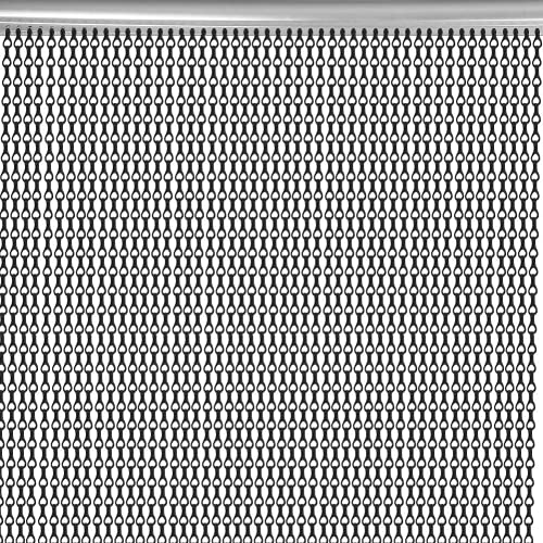 FTVOGUE Metallkette, Kettenvorhang Jalousien Screen Control Schwarz Fliegengitter aus Aluminium kettenvorhang türvorhang für Geschäfte für Wintergärten für Küchen von FTVOGUE
