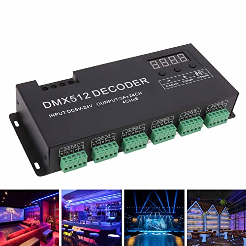 FTVOGUE RGB-LED-Licht-Controller 24-Kanal-DMX-Decoder RGBW DMX512 Dimmtreiber LED-Controller für Bühnenbar DC5V 24V Studio-Aufnahmegeräte von FTVOGUE