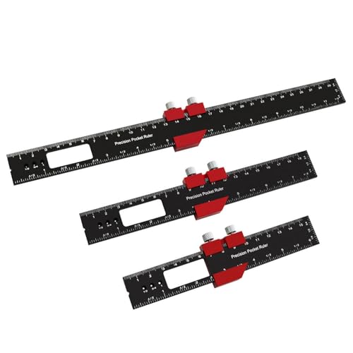 FTVOGUE Rutschen -Top -Markierungsherrscher, 3pcs Holzbearbeitung Präzision Taschenlineer Metall Dia Rule T Type Scribing Lineal T Lurer Marking Messherrschaft, Regeln von FTVOGUE