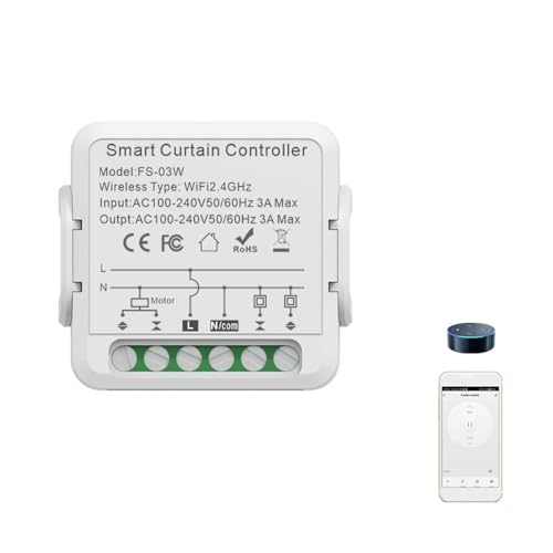 FTVOGUE Smart Curtain Controller -Switch, Sprachsteuerung, Timer, Gemeinsame Geräte, Smart Relay Switch für Home Hotel Apartment Office mit Intelligenter Timing -Funktion (1PCS) von FTVOGUE