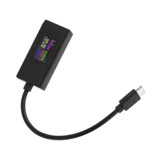 FTVOGUE USB -C -Spannungstester Farbbildschirm Tragbares Multifunktionales Bidirektionales USB Leistungsmesser für Smartphone Computer ABS Material (BLACK) von FTVOGUE