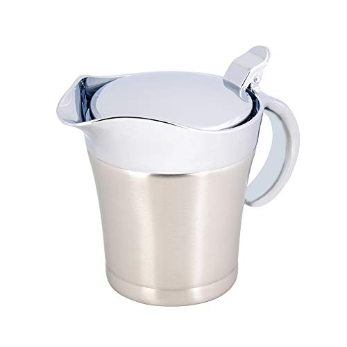 Sauciere, Saucentopf mit Klappdeckel Saucenservierkrug Doppelt Isolierte Sauciere aus 304 Edelstahl für Kaffee Sahne Salatdressing Puddingmilch(Small 450ml) von FTVOGUE