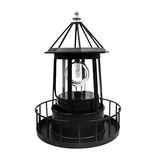 Solar Rotierender Leuchtturm Licht Outdoor Garten Dekoration Laterne (Schwarz) von FTVOGUE