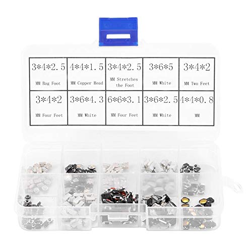 250 Stück Tactile Push Button Mikroschalter Sortiment für Autoschlüssel mit transparenter Box von FTVOGUE