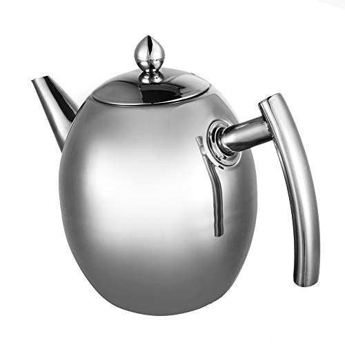 Teekannen, großer Teekannenbehälter mit Filter kein Auslaufen geschweißter Tee mit Dampfauslass-Deckel spiegelglanz Teekanne aus Edelstahl Teekanne für Zuhause Hotel (1 l / 1000 ml) von FTVOGUE