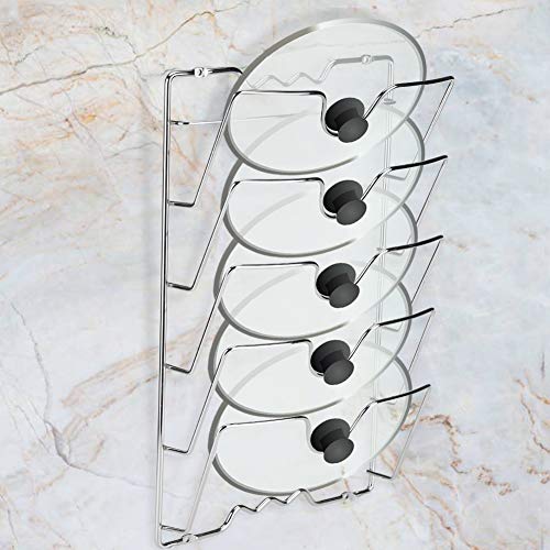 FTVOGUE Topfdeckelhalter, Pfannendeckel-Halterung Kochtopf-Wandregal Küchenutensilien für 5 Topf- und Pfannendeckel, Wand-/Türmontage, 40,7 x 25,7 x 7,5cm von FTVOGUE