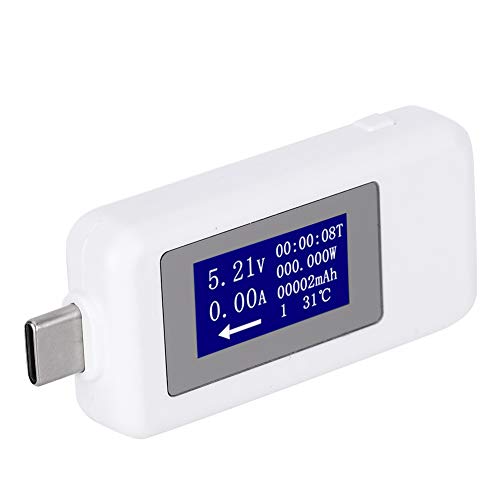 USB-Tests, Typ-C-USB-Tester, Multifunktionales Bidirektionales Strom-Spannungs-DC-Digitalvoltmeter Zur Spannungsmessung (Weiss) von FTVOGUE