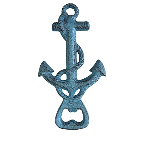 Anker mit Tau Flaschenöffner aus Gusseisen in blau von FTWDesign
