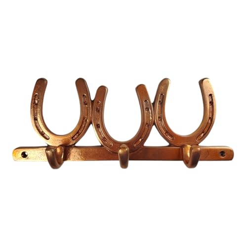 FTWDesign Drei Hufeisen Wandhaken in Bronzeoptik - Pferde Garderobenleiste aus Metall von FTWDesign
