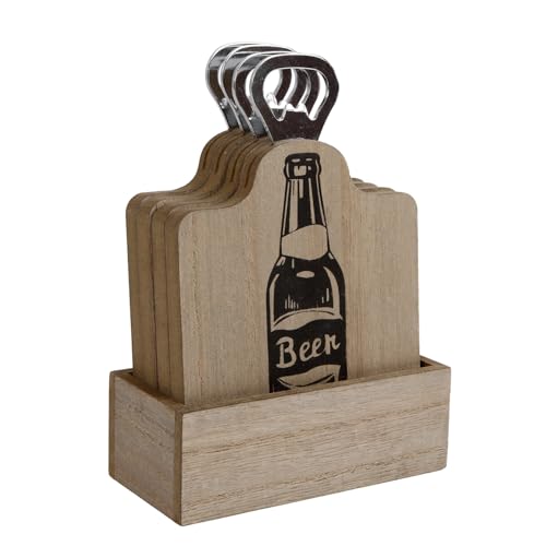 Cheers Bier Untersetzer mit Flaschenöffner im 4er Set - Bierdeckel Glasuntersetzer Unterleger von FTWdesign