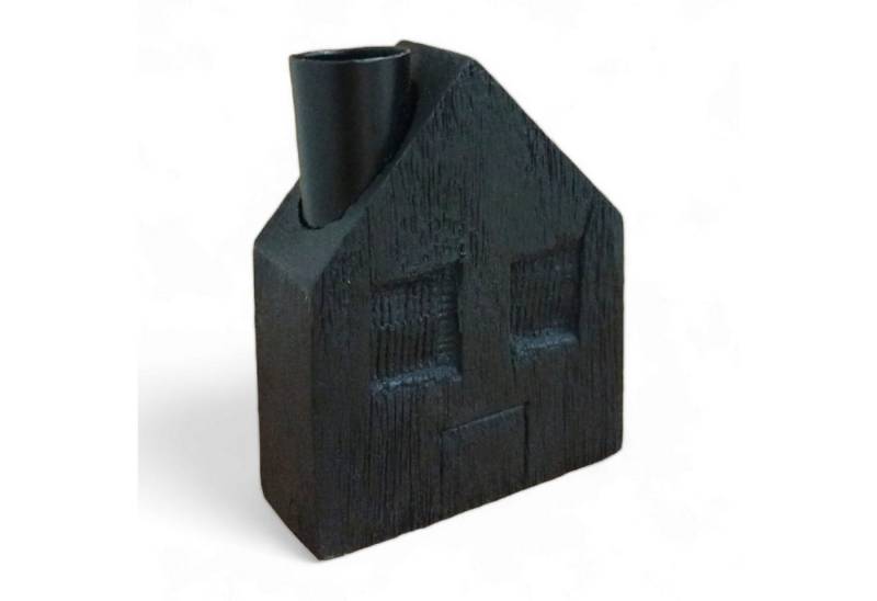 FTWdesign Kerzenhalter Kerzenhalter Stabkerze Haus mit 2 Fenstern Kerzenständer aus Mango in von FTWdesign