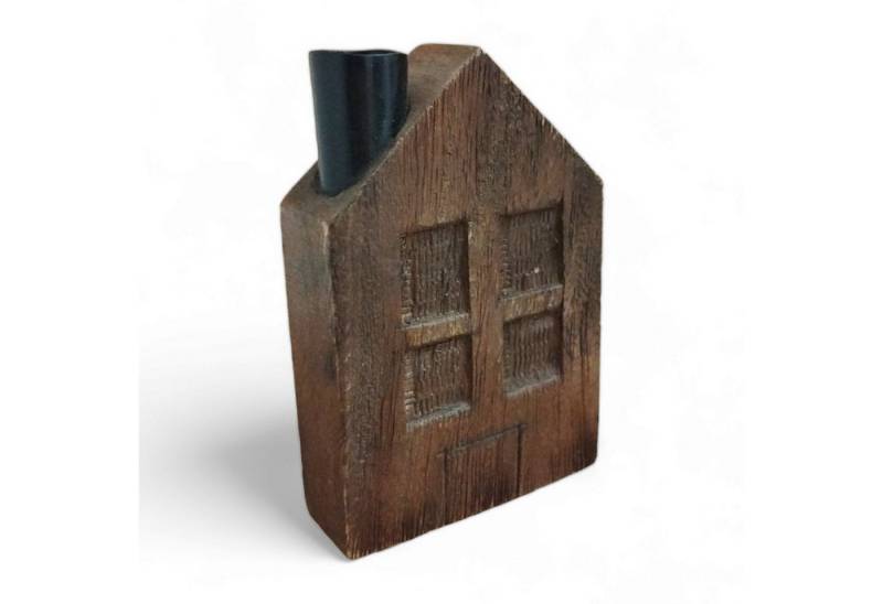 FTWdesign Kerzenhalter Kerzenhalter Stabkerze Haus mit 4 Fenstern Kerzenständer aus Mango in von FTWdesign