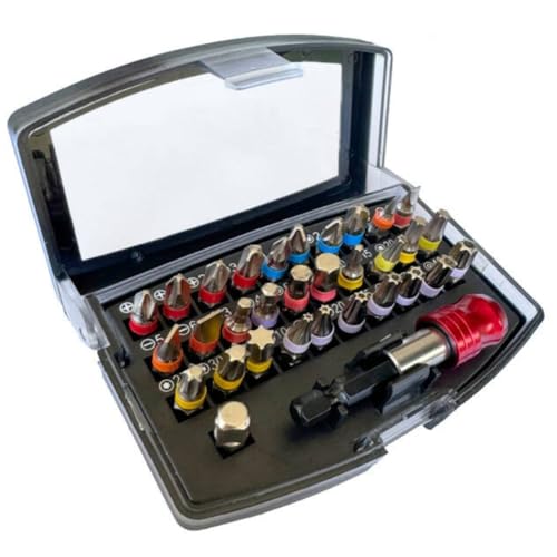 FTXanty 32-teiliges Bit Set S2 Bitbox Impact Box (PH, PZ, Sechskant, Torx) Schrauben Bit mit Bithalter für Zimmerei Haushalt Bitset für Akkuschrauber Bohrmaschinen von FTXanty