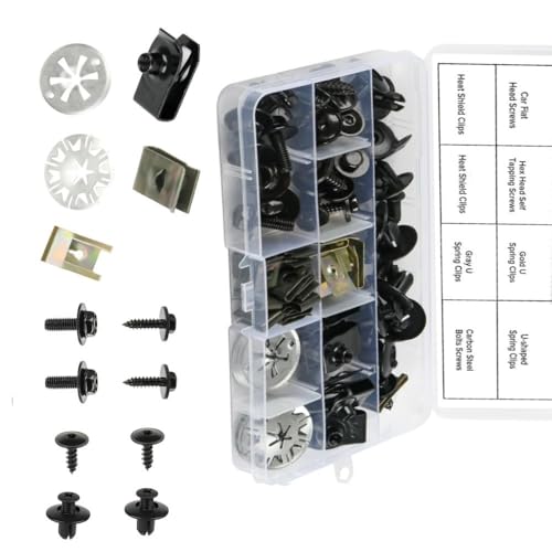 FTXanty Befestigungsclips Auto Clips Set 80pcs Blechmutter Schraube Mutter Clip Klemmscheiben Metall Karosserieschrauben U Karosserieklammern für Befestigen Reparieren Auto Ersetzen von FTXanty