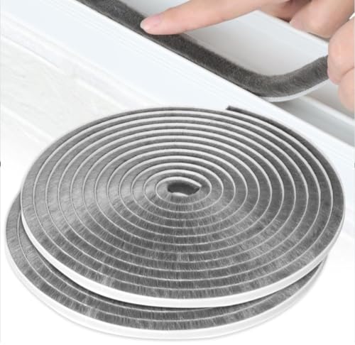 FTXanty Bürstendichtung Türdichtung Selbstklebend Bürstendichtung 2x9mm(B) x9mm(D) x6M(L) Grau Dichtungsbürste Dichtungsstreifen für Rolladen Tür Fenster Kleiderschränk Türen -Alle 12M von FTXanty