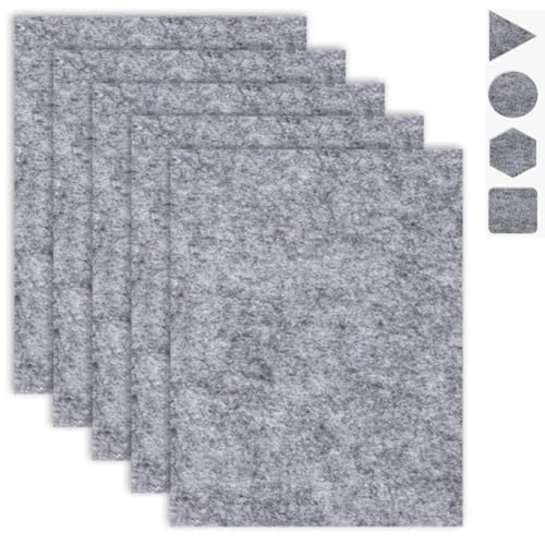 FTXanty Filzgleiter Selbstklebende 5 Stück Möbelgleiter 30 x 20cm A4 4mm Nadelfilz Möbel Hochwertigem Möbelgleiter Filz Grau Filzplatten zum Basteln Filzstoff für Möbel Stühle Basteln von FTXanty