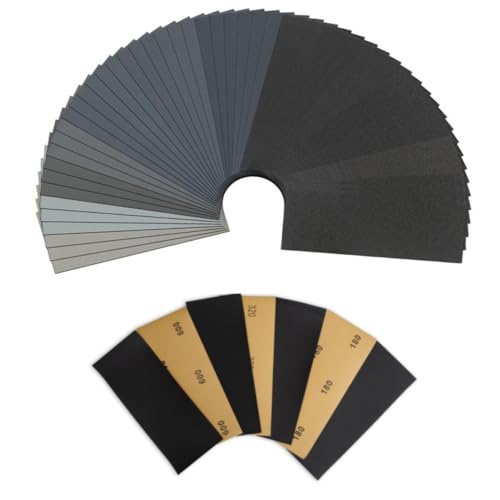 Schleifpapier Set Schleifblat 72st Nass und Trocken Sandpapier 23 x 9 cm, Körnung 100 180 240 400 600 1000 1500 2000 3000, Sandpapier für Metall Holz Farbe Auto Glas Möbel von FTXanty
