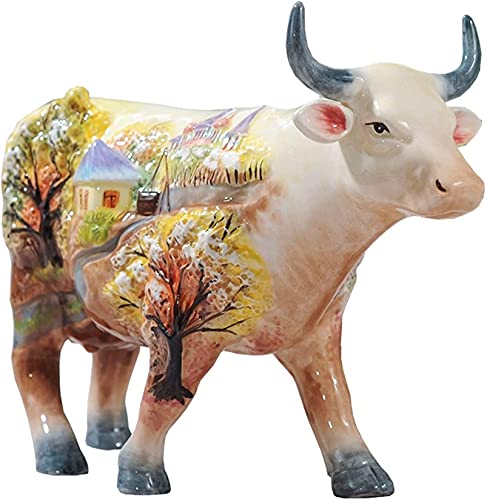 FTYYSWL Keramik-Kuh-Dekoration, handgefertigt, Kuh, Rinder, Skulptur, bemalt, Keramik-Ornament, Tischdekoration von FTYYSWL