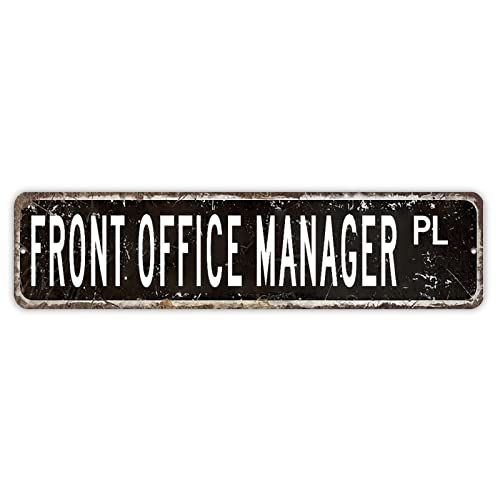 Front Office Manager Metall Straßenschild Beruf Way Blech Aluminium Schild Custom Tin Metal Sign Tin Wall Art Sign Vintage Metal Wall Plaque Dekorativ für Straße Garage Familie Cafe Bar 15,2 x 61 cm Front Office Manager Metall Straßenschild Beruf Way Blech Aluminium Schild Custom Tin Metal Sign Tin Wall Art Sign Vintage Metal Wall Plaque Dekorativ für Straße Garage Familie Cafe Bar 15,2 x 61 cm von FTZNQ